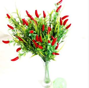 1 Plastic Pepper Bunch Simulation Peppers Artificial Plants Fake Vegetables Corsage Placed Fruits For New Year Home Decoration
