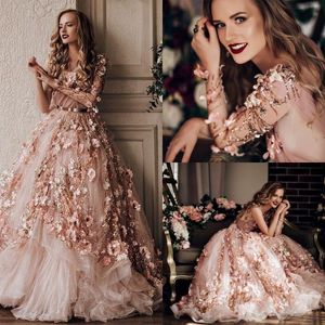 Bohemian Wedding Dresses Bridal Gowns Custom Made Long Sleeve Asymmetrical Lace Pink Flower One Shoulder vestido de novia