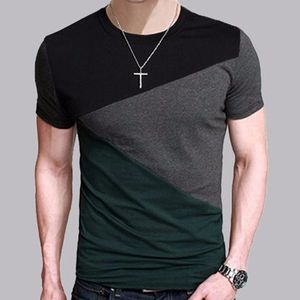 Moda Erkek 2018 Kore Versiyonu Kısa Yeni Kollu Marka Patchwork T Gömlek O-Boyun Erkekler T-shirt Komik Male Gömlek Büyük