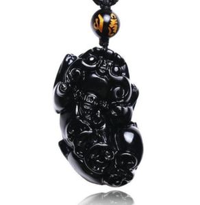 New Black Obsidian PIXIU Jewelry With Beads Chain Necklaces Pendants Jade Statue Pendant Collection Summer Ornaments Natural Stone