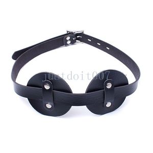 Bondage PU Leather Round eye mask Patch blinkers party eyeshade Blinder Black Blindfold #R45