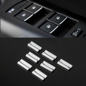 7PCS ABS Window Lift Switch Button Sequin Trim Fit For Cadillac ATS-L 2014-2018