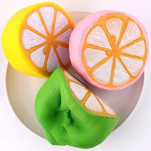 Zitronen-Squishy-Spielzeug, langsam steigendes rosafarbenes, gelbes, grünes Squishy-Squeeze-Spielzeug-Neuheitsartikel 50 Stück/Los T2I216