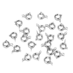 Wholesale spring clasps resale online - 50pcs silver tone mm Stainless Steel Round Spring Clasp Hook Connectors for DIY Jewelry Findings and Components Wholesales