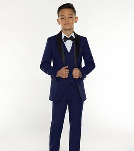 Formalna okazja Blue Blue Boy's Tuxedos 2018 Nowe tanie małe mężczyzny garnitury dla dzieci przyjęcie ślubne Tuxedos Chłopiec's Formal Suit JA238E