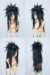 NARUTO Uchiha Madara 긴 검은 색 코스프레 파티 가발 애니메이션 모델링 가발 HairFree 배송 새로운 고품질 패션 사진 가발