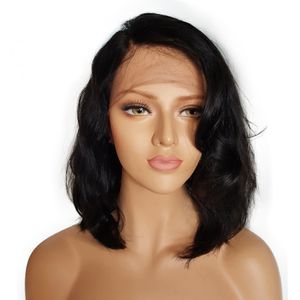 WAVY Bob 360 spetsfront peruk 100% jungfru brasilianskt människohår före plockad frontal stängning peruk för svarta kvinnor 150% densitet sido del diva1