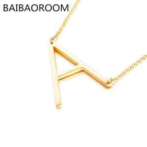 whole saleFashion Letter Necklaces Pendants alphabet Gold Color Stainless Steel Choker Initial Necklace Women Girl Jewelry Collier