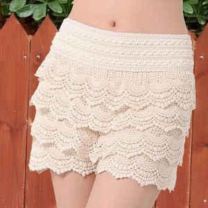 2018 neue Sommermode Damen Shorts Süße Stil Spitze Häkeln Elastische Taille Dünne Kurze Hosen Plus Größe 3XL