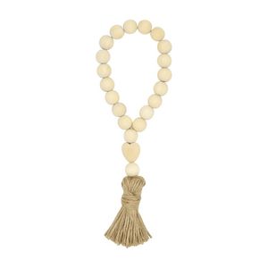 Naturträ Bead Garland String med Jute Tassel Kids Bedroom Decoration Farmhouse Pärlor Handgjorda Baby Carrier Leksaker