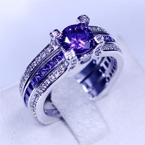 Victoria Wieck 2-in-1 Party wedding band rings for women men 5A Zircon stone Cz 925 Sterling silver Birthstone Female Ring set