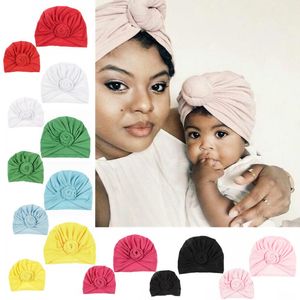 Mamma och Mig Bomull Blend Rose Flower Hat Kvinnor Flickor Nyfödda Turban Hattar Twist Knot Headwear Caps Foto Props Travel Gifts