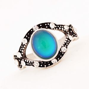 Vintage Womens Cute Gift Mood Color Change Rhinestone Ring Emotion Feeling Oval Stone Rings