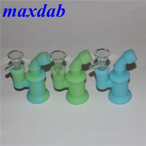 Silicone Dab Rig Rig Bong Tubos de água mini -tubo de tubo Craços de cera Biokah Bubbler Bowahs copo