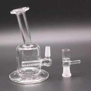 Nargile için mini bubbler cam bong iki fonksiyon 5.5 inç yağ teçhizatı satır içi percolator 14.4mm eklem