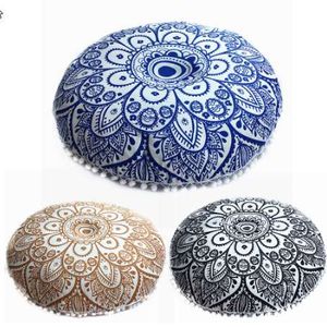 Indian Mandala Floor Cushion Cover 70cm Round Throw Pillow Case Bohemian Home Decorative Pillows For Sofa