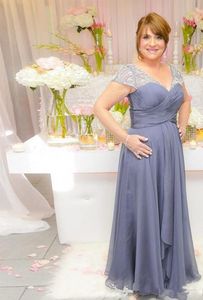 Der Braut Kleider gegen Nacken Kurzärärmische Kristallperlen Chiffon Langes Plus -Größe Party formelle Hochzeits Gastmutter Kleid
