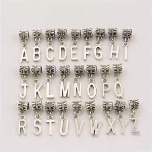 26pcs A-Z Letter Leflant 26 alphabet charms tarms تناسب سوار القلادة الأصلي حبات المجوهرات المجوهر