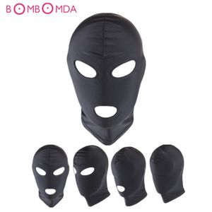 Fetisch slav BDSM Bondage Begränsningar Sexmaske Moute Eye Open Head Harness Blindfold Slave Spel Vuxna produkter för par Y18102405