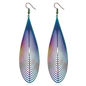 Hollow Out Water Drop Earrings For Women Computer Lens Long Dangle Stainless Steel Chandelier Wholesale With Factory Price