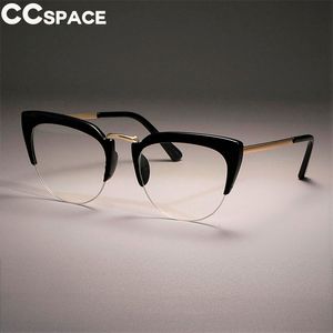 2018 halv ram katt öga glasögon ramar kvinnor mode stilar ccspace märke designer optiska dator glas 45144