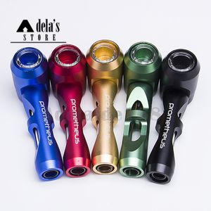 4" Prome metal pipe Smoke Pipes with glass tube and bowl inside 104mm mixed color stock from LA warehouse