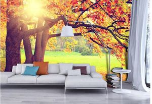 Foto personalizada papel de parede montanha outono maple leafs paisagem natural fundo moderno murais para sala estar quarto decoração casa