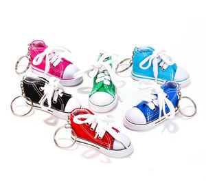 Großhandel 7 Farbe 3D Sneaker Schlüsselanhänger Neuheit Leinwand Schuhe Schlüsselanhänger Schuhe Schlüsselanhänger Halter Handtasche Anhänger begünstigt Direktverkauf
