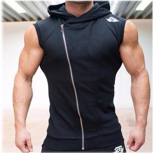 2018 Body Engineers Mens Sleeveless Sweatshirt Hoodies Top Clothing Hooded Tank Sporting for Men Cotton Solid