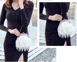 2019 Vintage Fringe Bags Mini Pearls حقيبة يدوية حقيبة الزفاف على مساء الحفلة المصنوعة يدويًا محفظة قابض عالية الجودة 253L