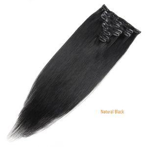 エリベスヘアハイ高品質のヨーロッパヘアクリップイン/オンヒューマンヘアエクステンション100G 7PCS/ロットストレートウェーブ14インチから26インチフルヘッド人間の髪