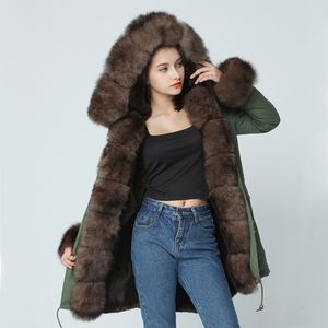 OFTBUY Merk Nieuwe Lange Camouflage Winterjas Dames Uitloper Dikke Parka Natural Real Fox Fur Collar Coat Hooded Pelliccia