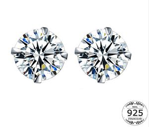 925 Sterling Silver CZ Stud Earrings For Women Jewelry Simple Cubic Zircon Ear Piercing Post Earrings