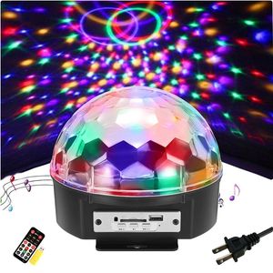 9 Color Disco Ball Party Light LED DJ Light Bluetooth Speaker Strobe Rotating projector Sound Activated with Remote and Udisk