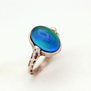 Womens Gift Color Change Ring Bohemia Retro Emotion Feeling Antique Silver Plated Mood Rings MJ-RS050