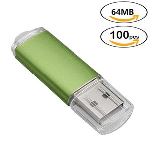 Green Bulk 100pcs Unità flash USB 2.0 rettangolari 64MB Flash Pen Drive High Speed 64MB Thumb Memory Stick Storage per computer Laptop Tablet