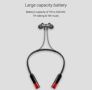 Y10 Cuffie Bluetooth senza fili Auricolari sportivi montati sul collo per Apple iPhone Android Smart Phone Cuffie con fascia con confezione al dettaglio Nuovo