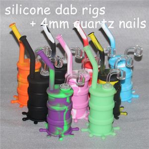 Färgglada hookahs Rökpipor Silikonolja Rigg Bongs med glasdownstems kiselolja DAB Riggar All Tydlig 4mm Tjocklek 14mm Man Quartz Nails