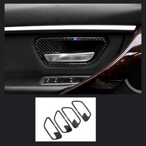Kolfiberbil klistermärke Interiörens dörrhandtag Cover Trim Door Bowl -klistermärken Dekaler för BMW 3 4 Series 3GT F30 F31 F32 F34 S192D