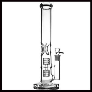 5MM Thickness Bong Two function water pipe Twin Cage perc 14.5" tall 18.8mm joint