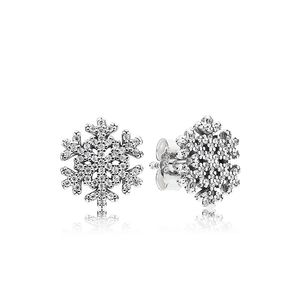 Authentic 925 Sterling Silver Shiny snowflakes Earring logo Signature Original Box set for Pandora Jewelry Stud Earring Women Earrings