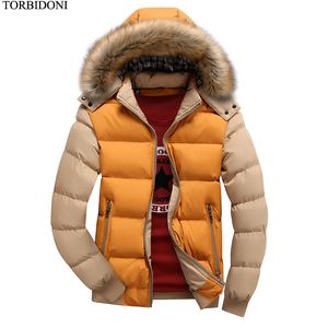 Giacca con cappuccio Cappotto Giacca invernale Uomo Capispalla caldo Nuovi uomini Patchwork Capispalla Parka Moda casual Parka maschile Taglia M-4XL