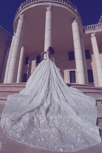 Chegada renda novos vestidos Deep V Applique Applique Chapel Dress Vestido de noiva Backless Bridal Vestidos baratos
