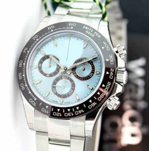 Mens Luxury Best Quality Cosmograph Platinum Ice Blue Dial 116506 316L Movimiento de acero inoxidable Automático Mens NO Cronógrafo Relojes