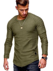 Maglietta da uomo Bianca Nera Manica lunga O Collo Hip Hop Estate Uomo Moda High Street Slim Fit T-shirt Top Tee M-3XL