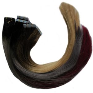 Billiga tejp hårförlängningar 100g Applicera Ombre Tape Hair Extensions 40PCs Skin Weft Hair Extensions 10 