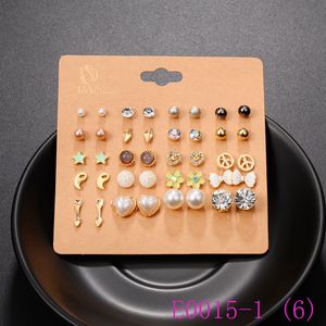 3er-Set Mode-Ohrstecker-Set für Frauen, elegante gemischte Kristall-Blumen-Bogen-Metallkugel-Ohrringe Schmuck E0015-1