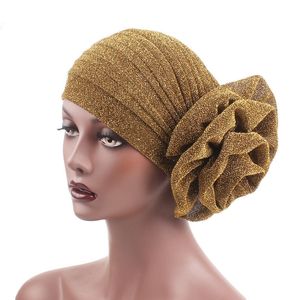 New Fashion Hats Womens Ruffle Turban Headwear With Big Poplin Flower Cocktail Wedding Tea Party Hat Indian Turban Hats