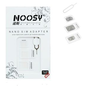 Noosy 4 i 1 nano SIM-kort till Micro Sim Nano Micro till Mini SIM-adapter för iPhone Samsung Kortadapter 3000sets / Lot = 12000 stycken