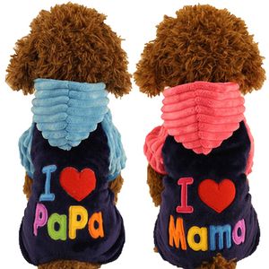 Neue Liebe Mama Papa Kleidung Dlyamalenkih Hunde Rosa Blau Winter Warme Haustiere Katzen Kostüme Produkte Für Yorkie Terrier Dackel